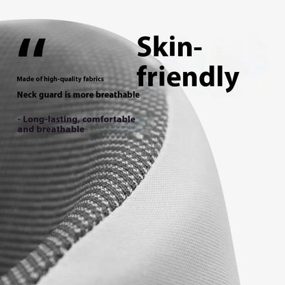 Light grey memory foam U-shaped neck pillow with a magnetic cloth protector.