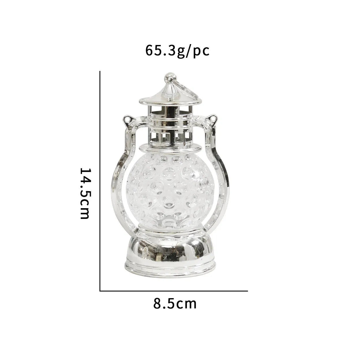 Small retro oil lamp design LED night light in gold or silver finish, 14.5cm tall.