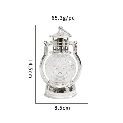 Small retro oil lamp design LED night light in gold or silver finish, 14.5cm tall.