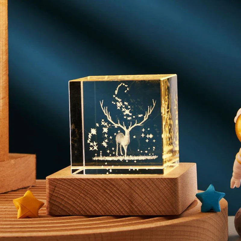 Mesmerizing Crystal Cube Lamp with various lighting options for a warm, inviting atmosphere in any room