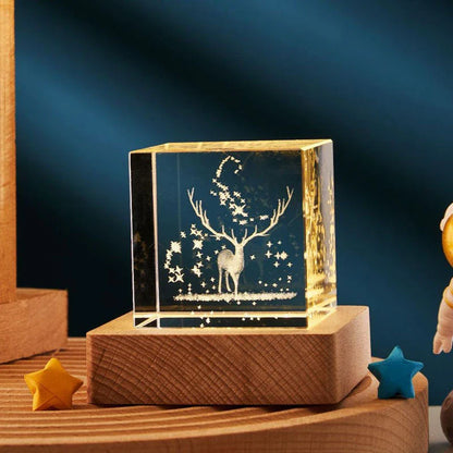 Mesmerizing Crystal Cube Lamp with various lighting options for a warm, inviting atmosphere in any room