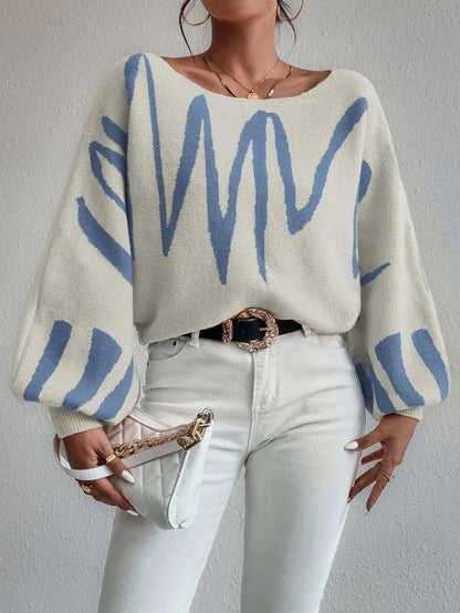 Stylish women's lantern-sleeve pullover sweater in various colours