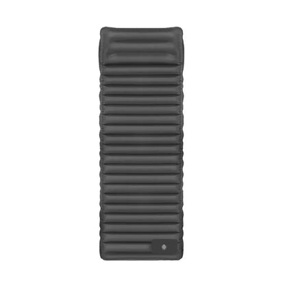 Single inflatable camping mattress in grey, shown at 195 cm length and 10 cm thickness.