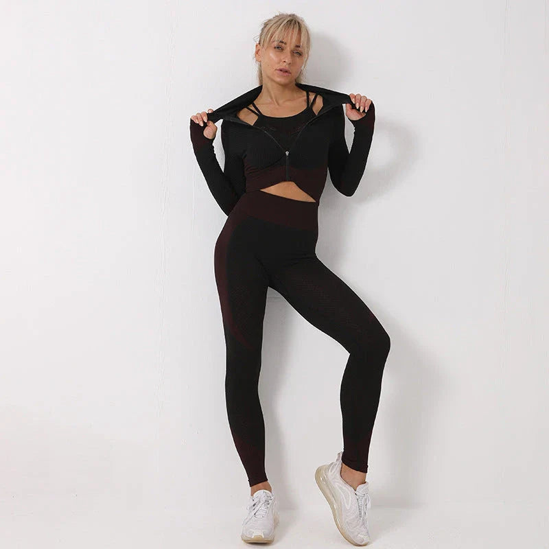 Premium seamless yoga and fitness set for women in vibrant colors