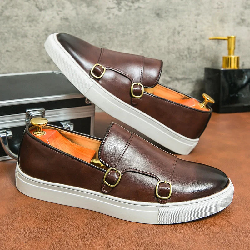 Stylish men's business casual loafers in black and brown