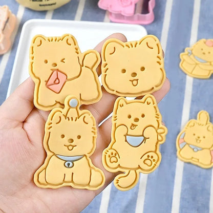Three-dimensional puppy biscuit mould showing raised details for creating themed baked goods with seven design options