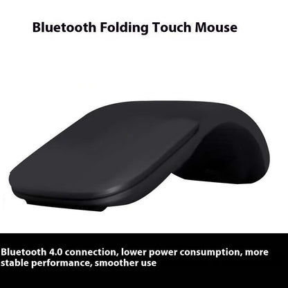 Folding wireless touch mouse showing compact design with Bluetooth connectivity