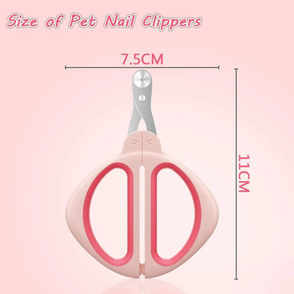 Blue cat nail clipper with a round safety-guide hole and stainless steel blade on a non-slip handle.