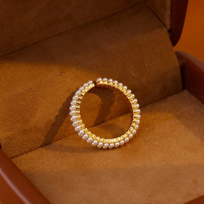 Geometric gold electroplated copper open ring with sweet temperament style for women