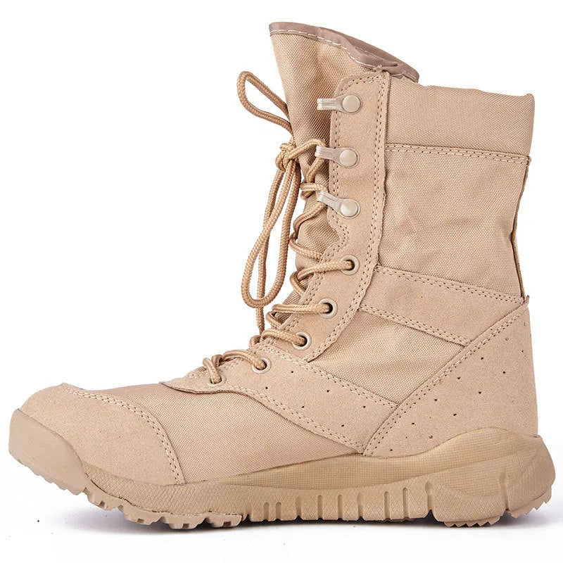 Yulong Combat Boots tactical desert boots in black and sand colours for outdoor climbing and hiking