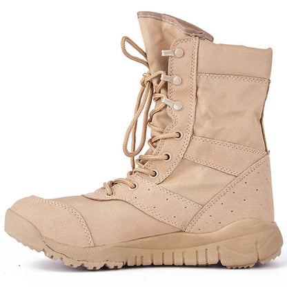 Yulong Combat Boots tactical desert boots in black and sand colours for outdoor climbing and hiking