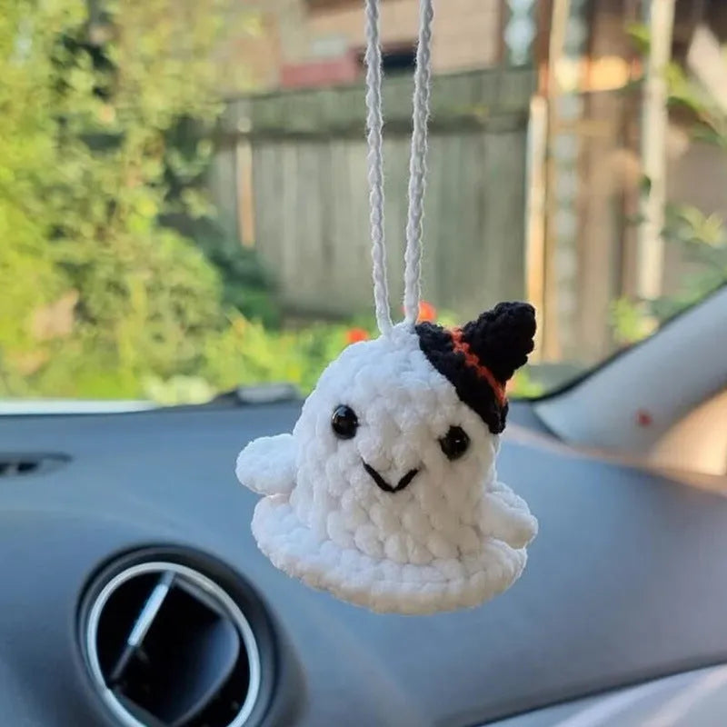 Plush hand-woven car hanging ornament with Halloween cartoon character design
