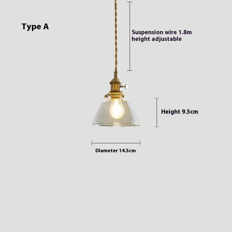American retro pendant light, bedside small droplight with 4W warm light, for bedroom, study, B&B or restaurant window decor, available in six colour variations for flexible home styling
