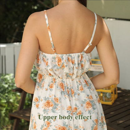 Elegant printed dresses in white colour, featuring various floral and geometric patterns, suitable for British women's fashion