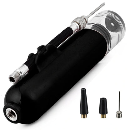 Portable air pump for basketball, football, and volleyball with double-action mechanism