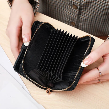 Ladies short wallet with lychee pattern texture in two-fold bifold design