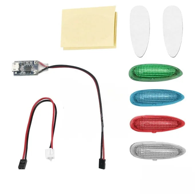 RC model aircraft multi-colour LED warning light system with PCB construction and aviation alarm functions