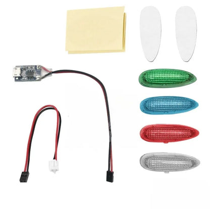RC model aircraft multi-colour LED warning light system with PCB construction and aviation alarm functions