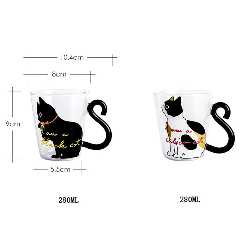 Purrfect Cat-Themed Glass Mug for Coffee, Tea, and Juice Lovers