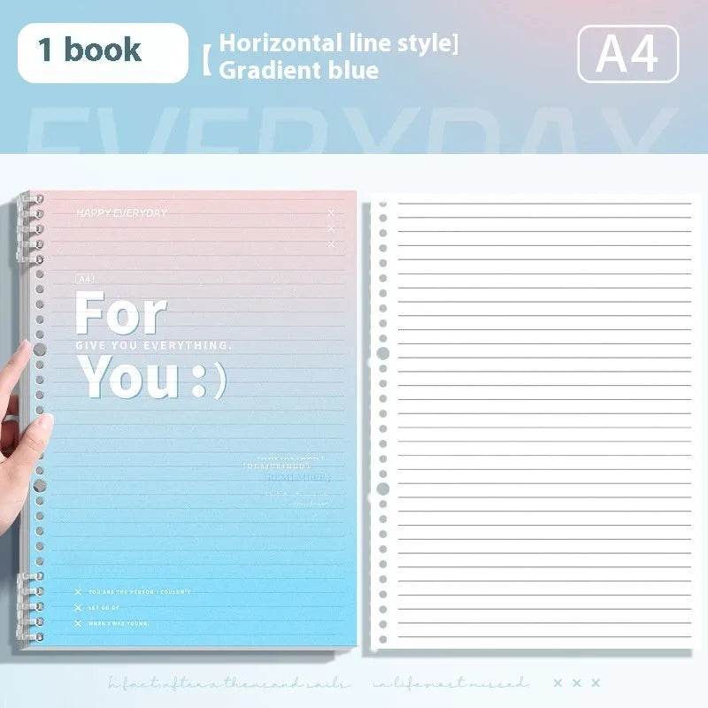 Removable coil gradient notepad in green, blue, pink, or purple with PP cover and wood-free paper