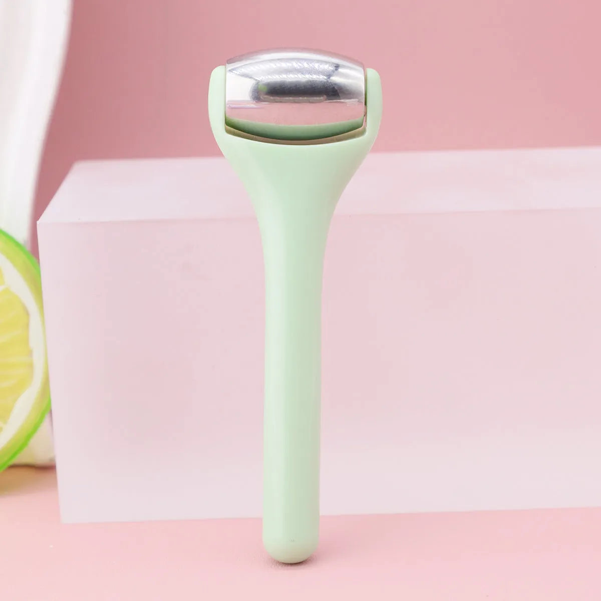Ice roller eye cream stick cold compress instrument with stainless steel or silicone head on 8cm stick