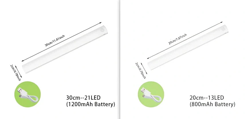 Wireless LED motion sensor night light with magnetic mounting in various sizes