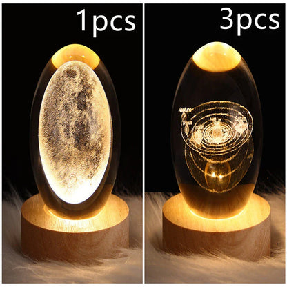Enchanting galaxy crystal ball night light with 3D pattern, creating a mesmerizing celestial display for bedroom decor