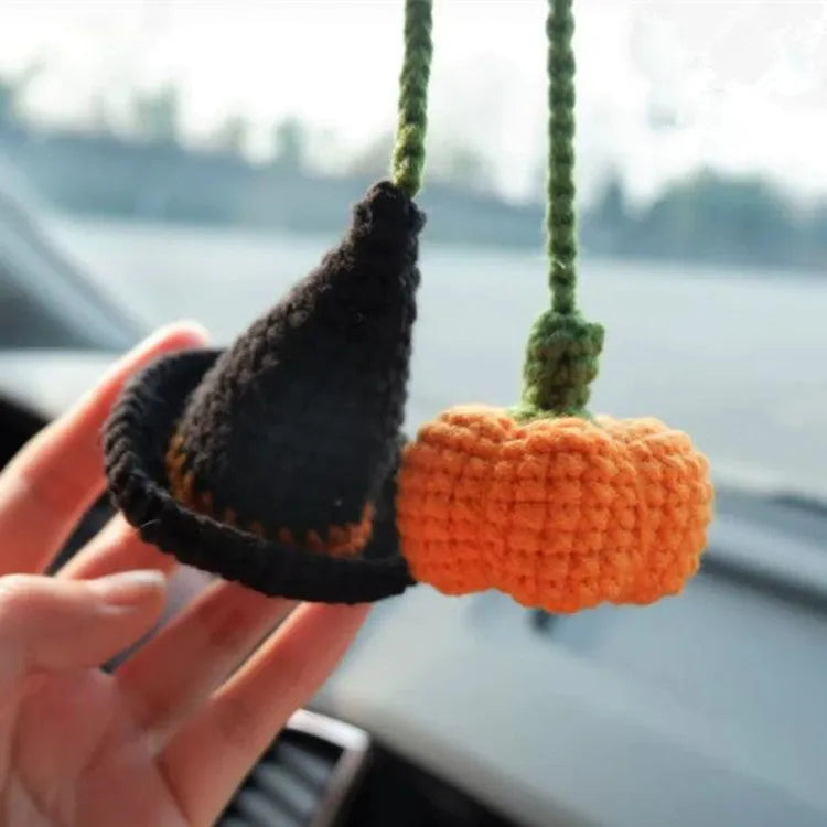 Plush hand-woven car hanging ornament with Halloween cartoon character design