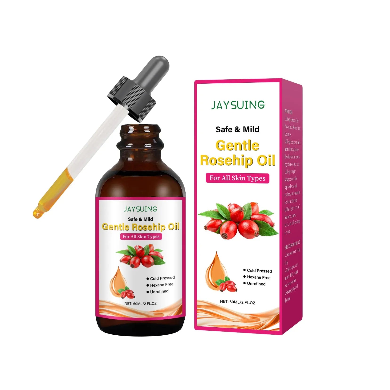 60ml bottle of Rose Fruit Seed Facial Oil with rose hip and vitamin E