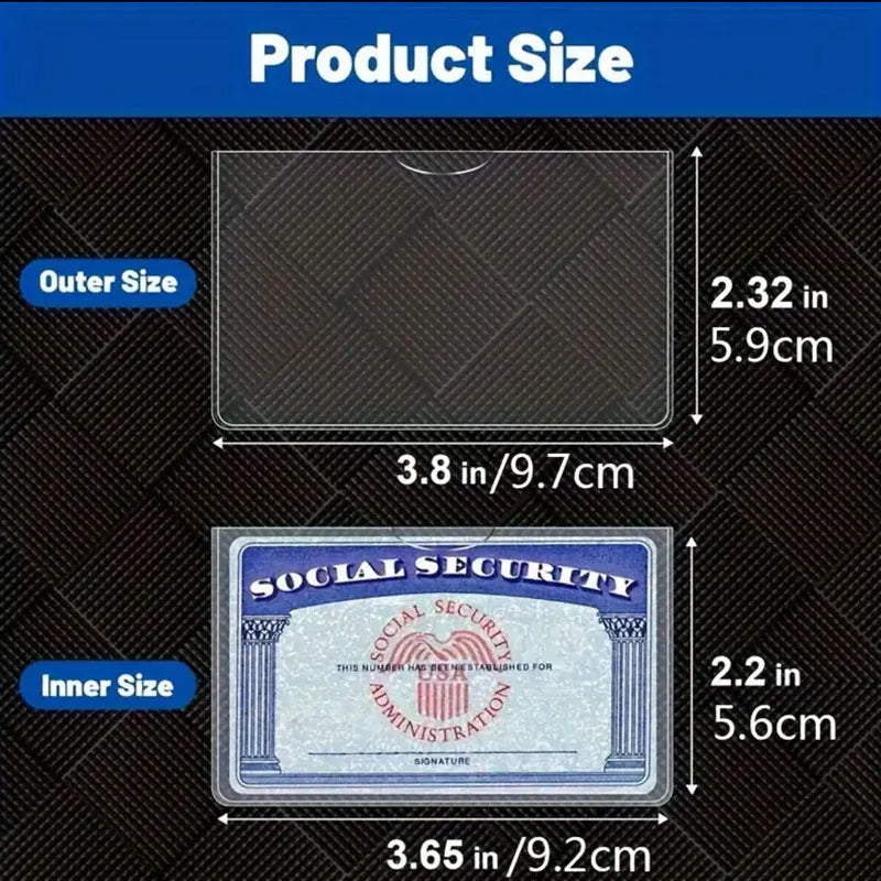Social security card holder wallet clear transparent PVC waterproof ID badge cover for daily use, thickened 9.7cm x 5.9cm design in an urban simplicity style, available in singles or multi-packs