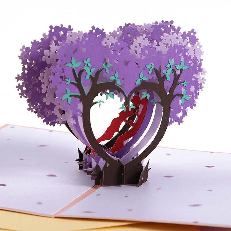 Exquisite 3D pop-up greeting cards for lovers, featuring a variety of romantic motifs like roses, landscapes, and couples.