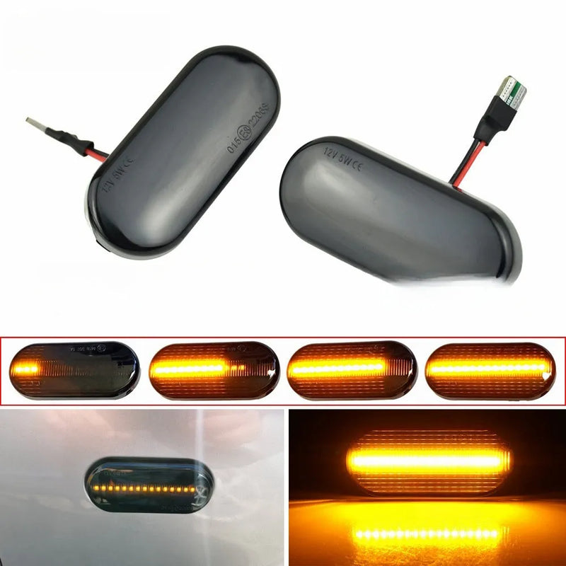 Flowing Water Fender Side Lamp Side Turn Signal for Skoda Octavia 1U 1996-2010 in ABS Plastic with Blackened Shell or Crystal Case Flowing Water Style