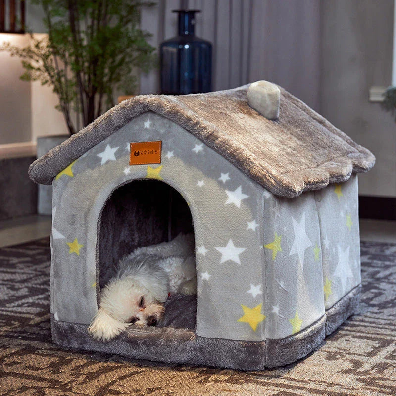 Cozy and Foldable Pet Bed for Dogs and Cats: Premium Synthetic Fur, Self-Warming, and Non-Slip Design