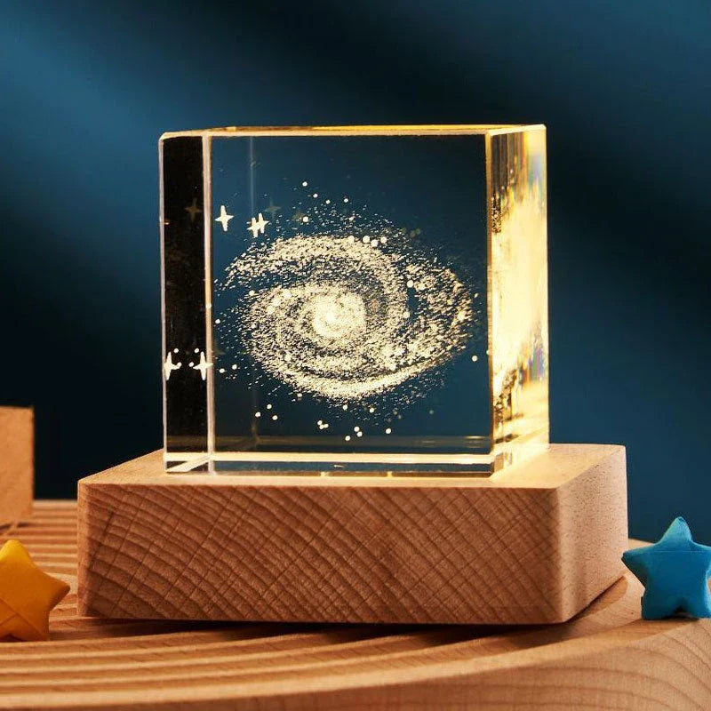 Mesmerizing Crystal Cube Lamp with various lighting options for a warm, inviting atmosphere in any room