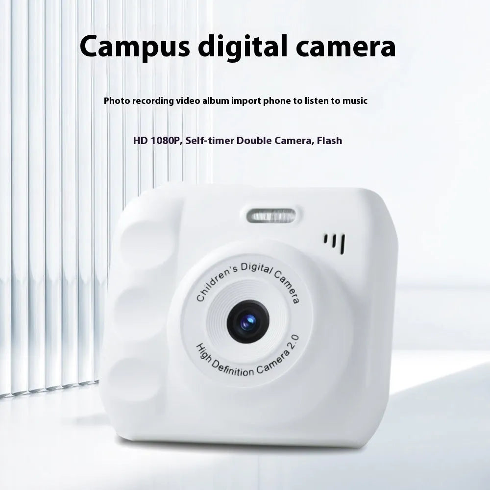 Children's Campus MINI HD digital camera in black, 1920x1080 video, food grade ABS, about 120g, with data cable and manual