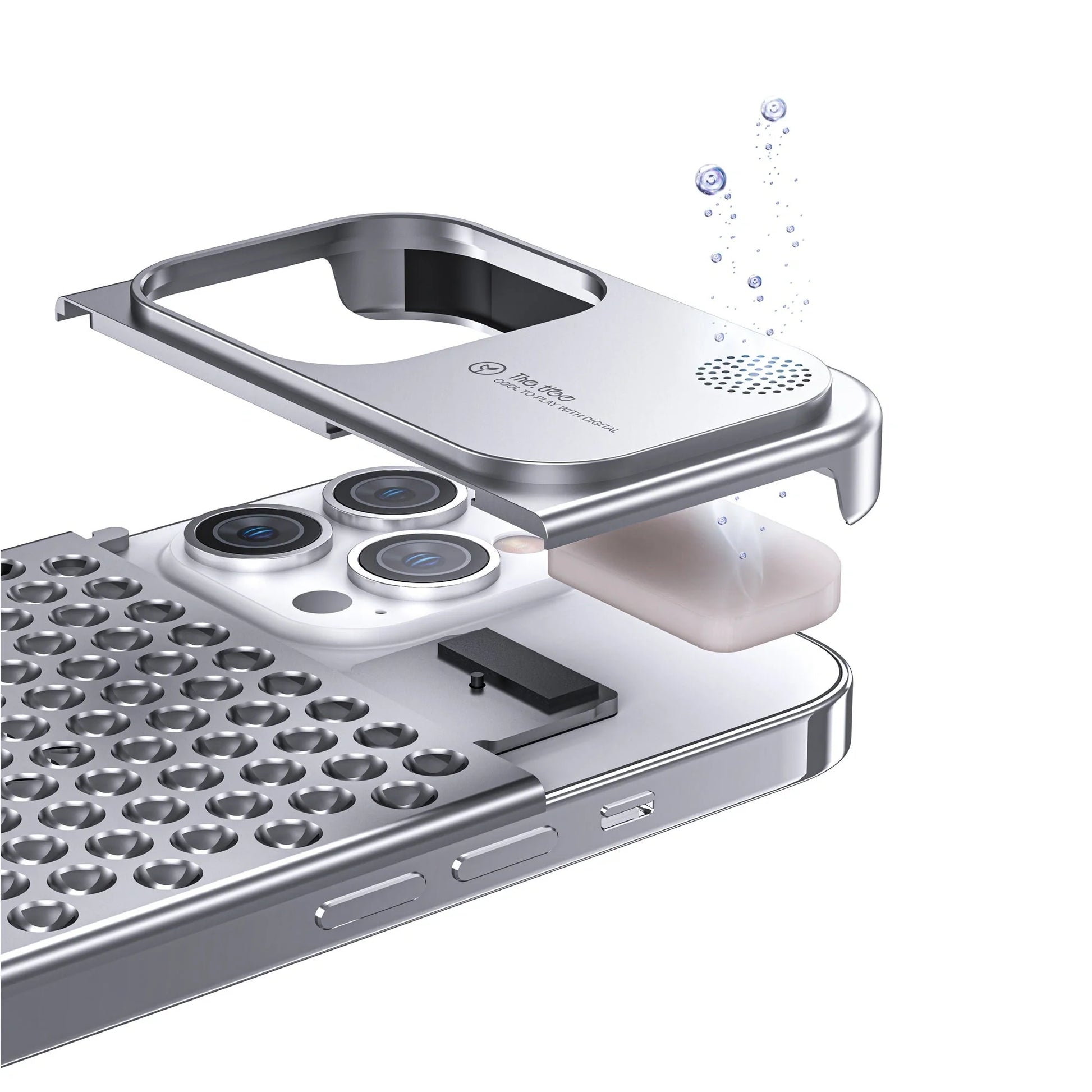 Aluminum alloy iPhone case with hollow design for heat dissipation and aromatherapy feature
