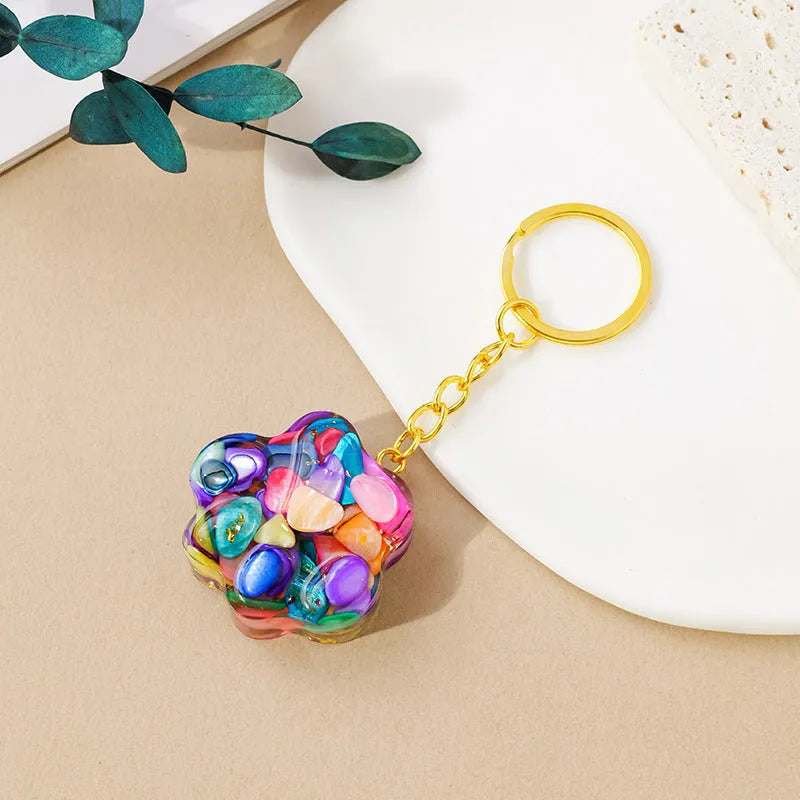 Natural crystal cat's paw keychain pendant with metal keyring in various gemstone colours