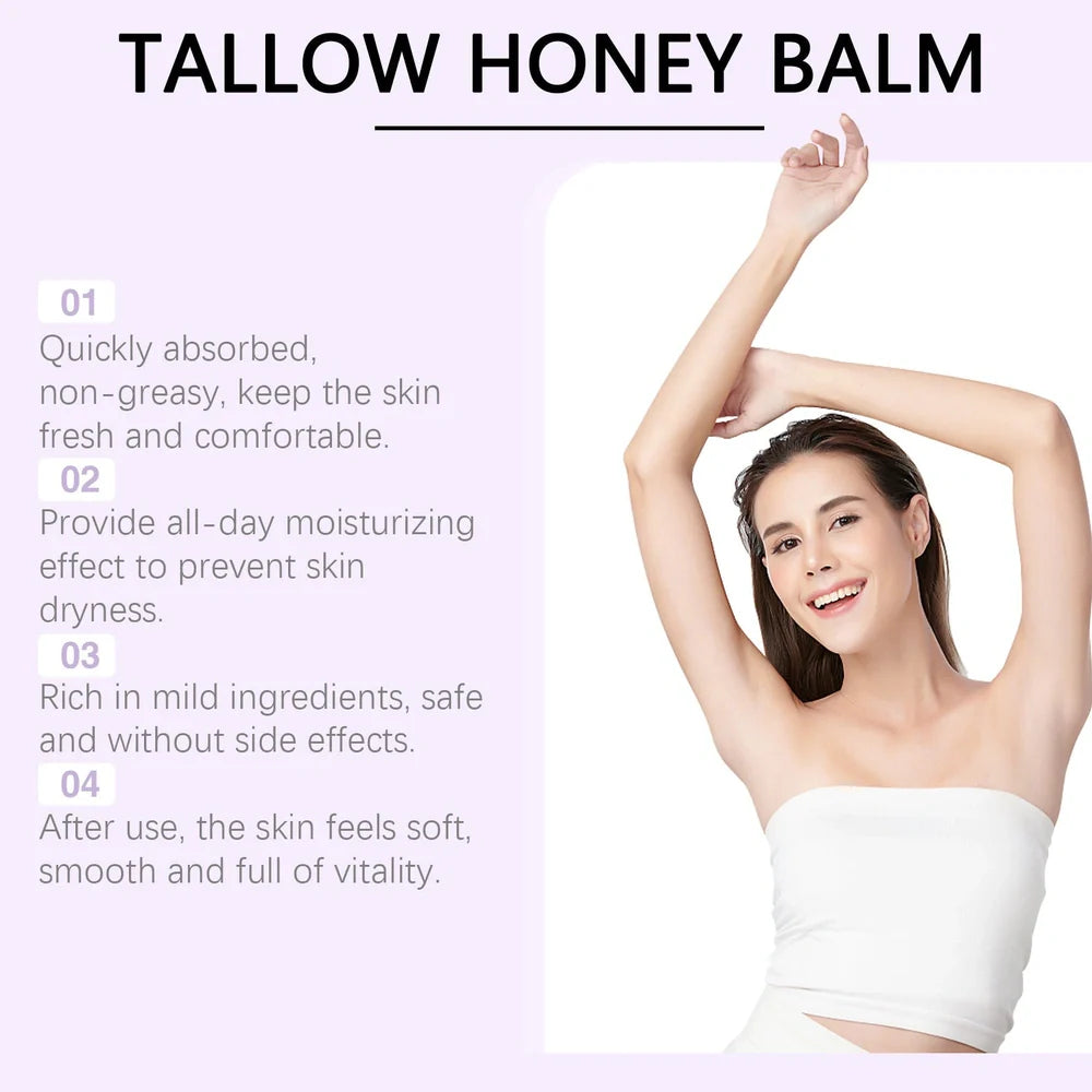 57g tallow honey skin repair moisturising cream in container showing natural formula texture