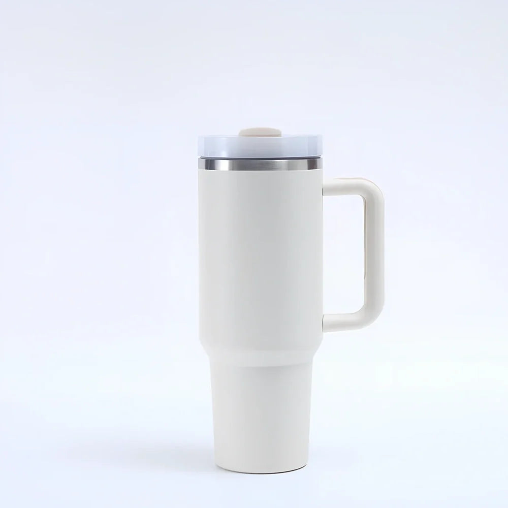 304 stainless steel vacuum cup with double-wall insulation showing 40oz capacity and 26cm height dimensions