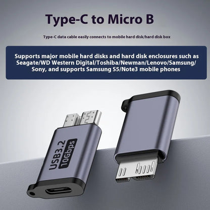 Micro-B USB adapter converter showing Type-C and USB to Micro-B connections for charging and data transfer