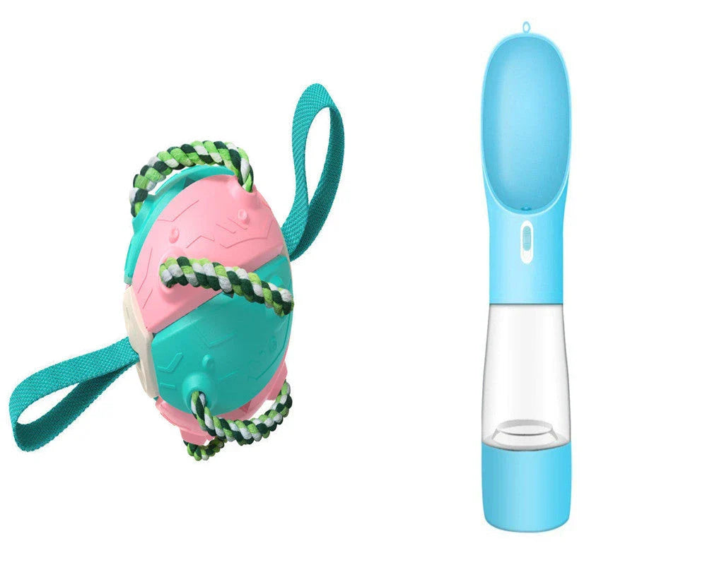 Versatile Frisbee-style dog toy with a unique shape-shifting design that transforms from a sphere to a flat Frisbee mid-flight, providing endless entertainment and exercise for your furry friend.