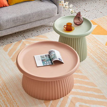 Mushroom small coffee table, plastic, 50 x 45cm, in pink, yellow, white, grey, brown red or green