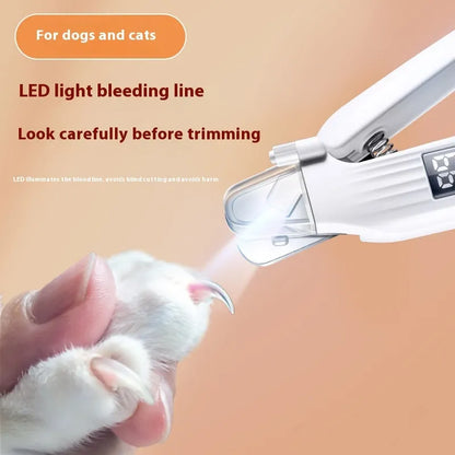 HZ8 White model battery-operated dog nail clippers made from ABS plastic.