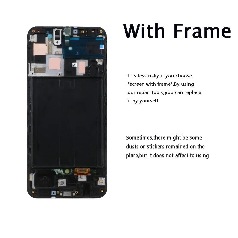 Oppo A50 A50S replacement LCD screen assembly with black bezel and pre-installed adhesive