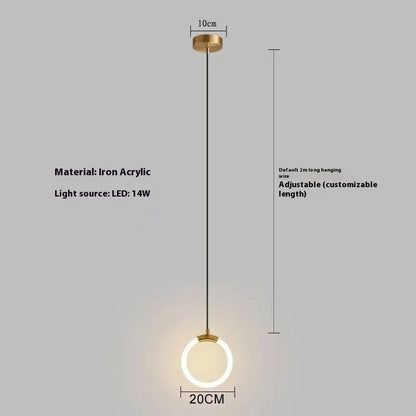Nordic minimalist U-shaped bedside chandelier with 200cm size and tri-colour dimming for bedroom lighting