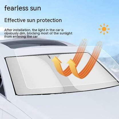 Double ring front shield car windscreen sunshade in titanium silver colour