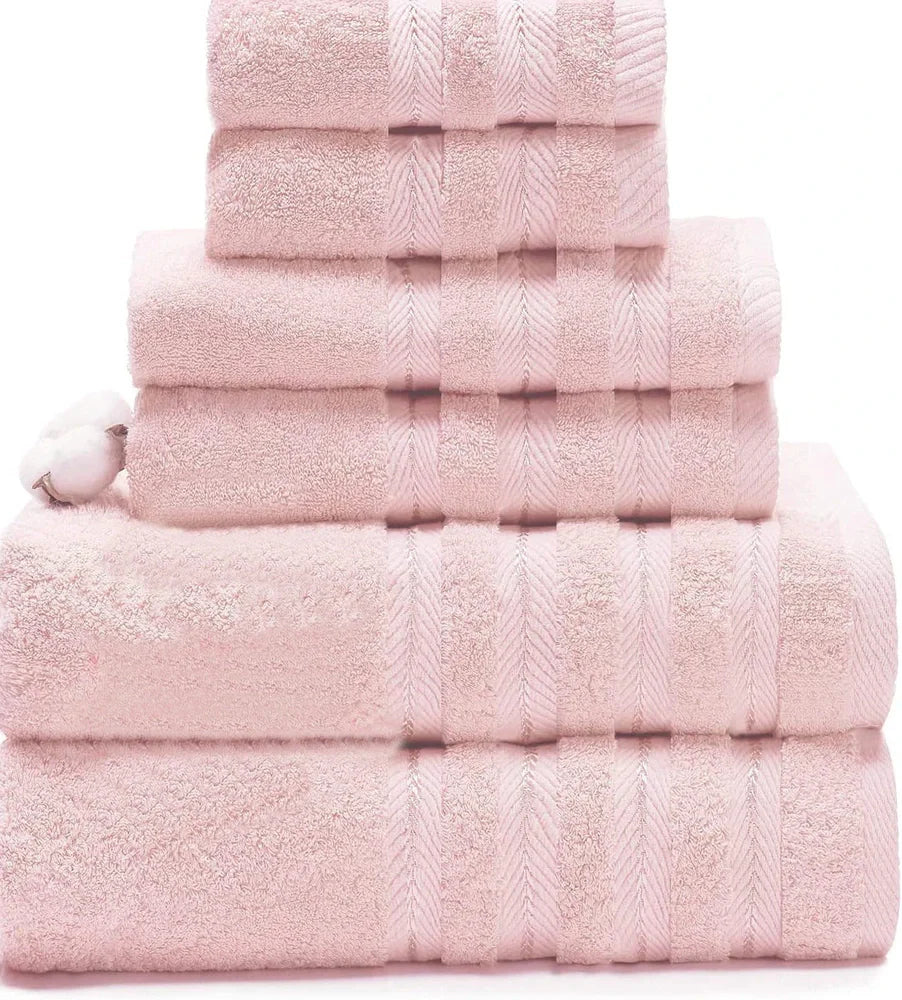 Three-piece long staple cotton towel set in blue: 33x33cm face cloth, 70x33cm hand towel, 70x137cm bath towel