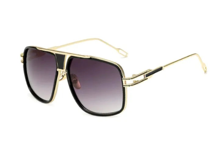 Men's square UV400 sunglasses with 59mm lens width, plastic and metal frame, goggle style