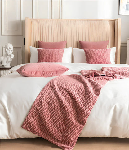 Pure cotton bed flag with texture pillow cover in various colours and UK bed sizes