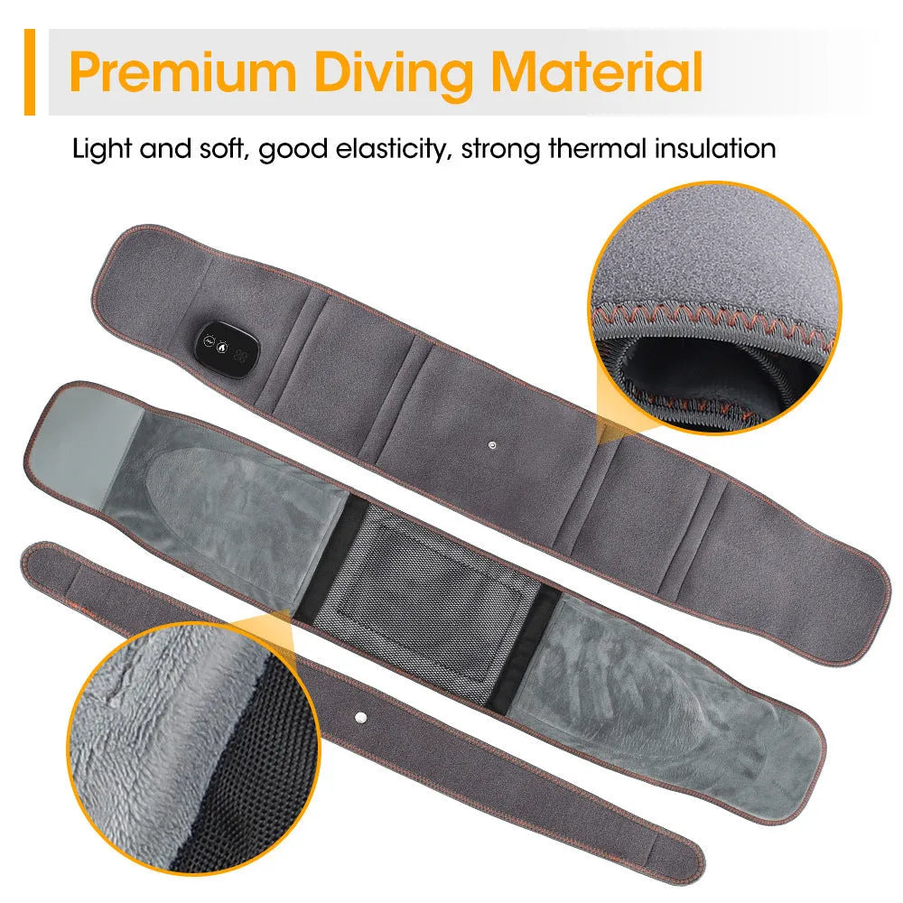 Grey electric heating massage belt with 5000mAh battery for portable warmth therapy